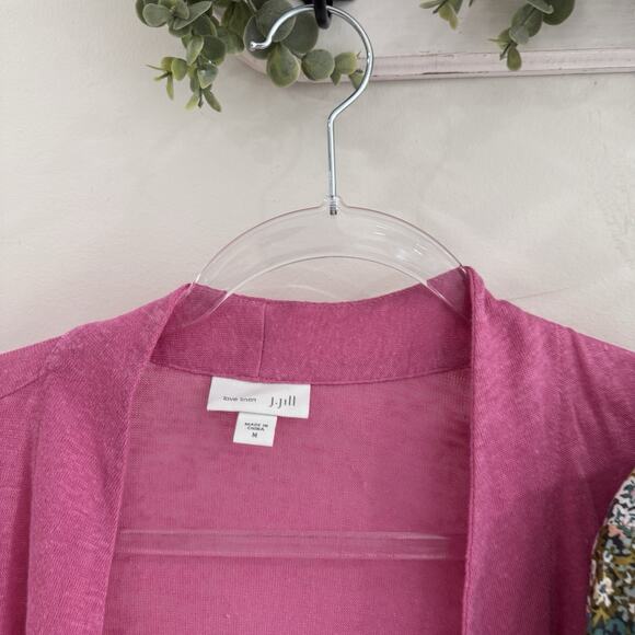J. Jill Pink Floral Dress And Linen Cardigan Set Medium PB - Picture 4 of 5